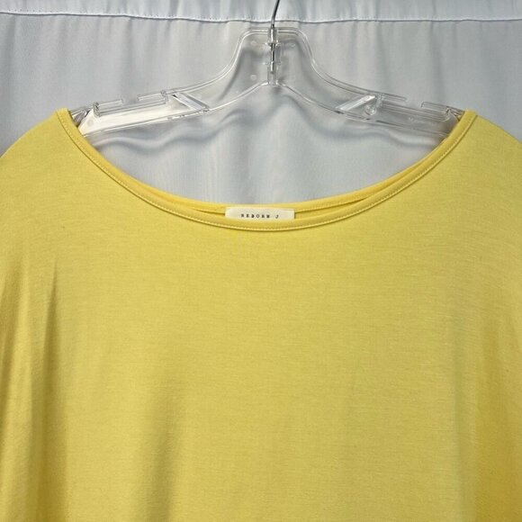 Reborn J Womens Blouse Solid Yellow Long Sleeve Scoop Neck Stretch Knit M - Picture 3 of 10